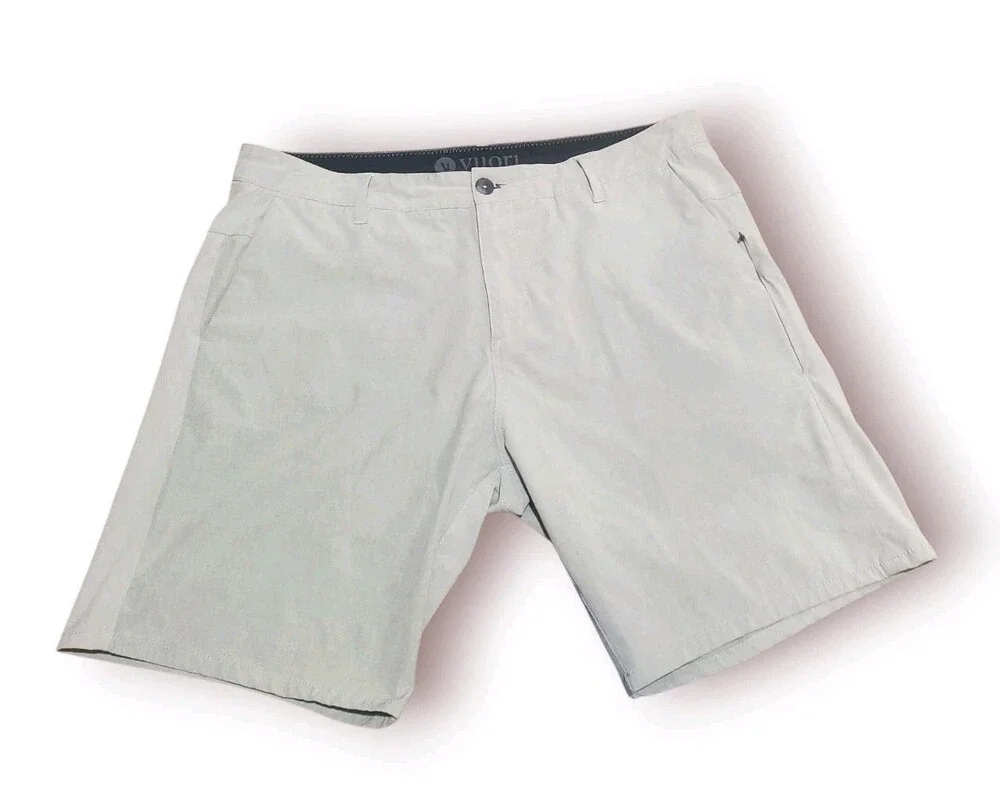 Vuori Mens beige Flat Front Shorts Size - 34 Fit Medium
